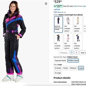 NWT Tipsy Elves Women's Retro Insulated Waterproof Jumpsuit Size LARGE